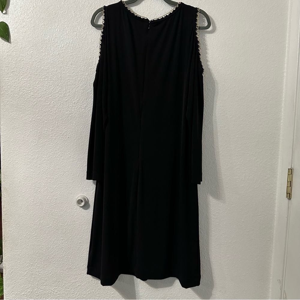 Calvin Klein Women’s Black Long Sleeve Chain Necklace‎ Sheath Dress Size 16W - Picture 3 of 6
